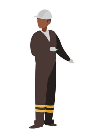 industrial worker black avatar character vector illustration designのイラスト素材