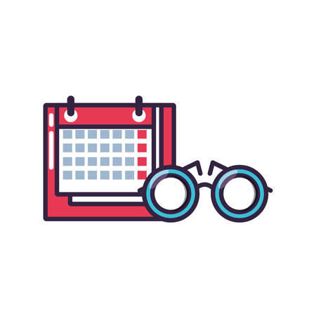 calendar reminder with eyeglasses icon vector illustration designのイラスト素材