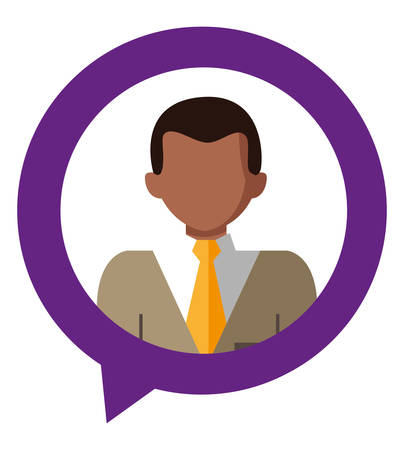 elegant black businessman in speech bubble vector illustration designのイラスト素材