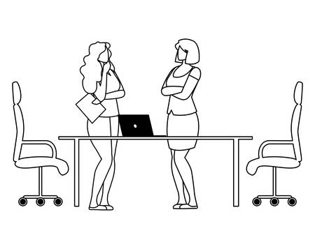 elegant businesswomen in the office scene vector illustration designのイラスト素材