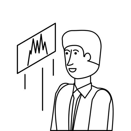 businessman worker with statistics template webpage vector illustration designのイラスト素材