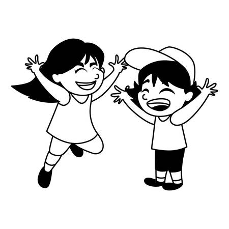 Boy and girl cartoon design, Kid childhood little people lifestyle and person theme Vector illustrationのイラスト素材