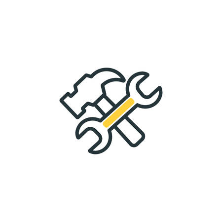wrench and hammer design, Construction work repair reconstruction industry build and project theme Vector illustrationのイラスト素材