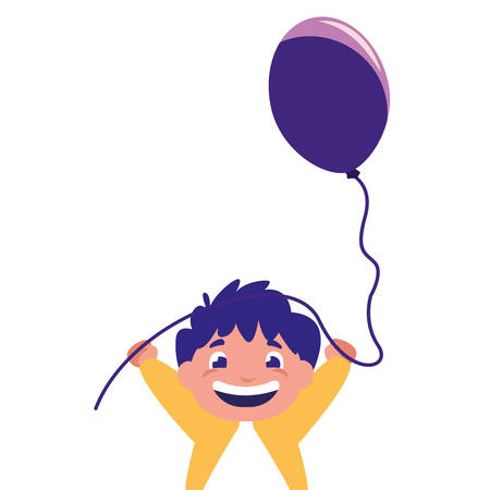 smiling boy holding balloon white background vector illustrationのイラスト素材