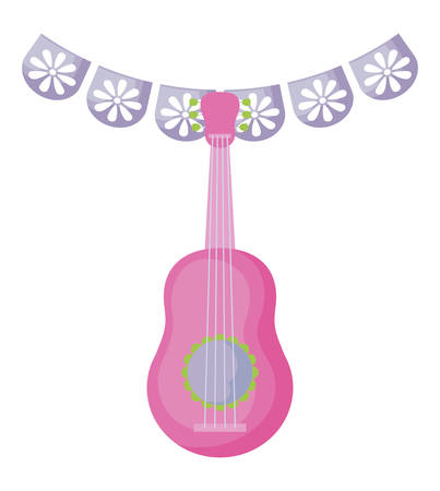 guitar with garlands mexican hanging vector illustration designのイラスト素材