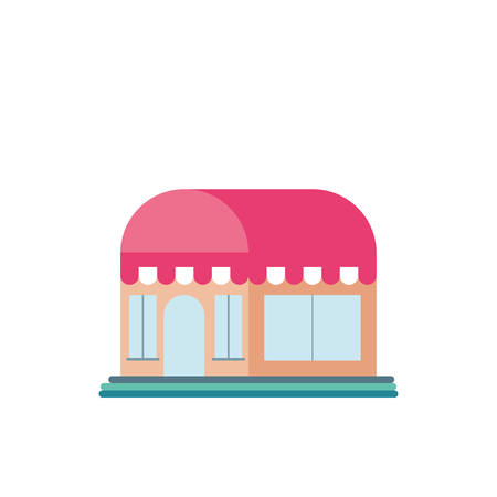 shop front with striped tent in white background vector illustration designのイラスト素材