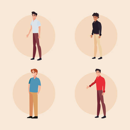 men characters set male standing vector illustrationのイラスト素材