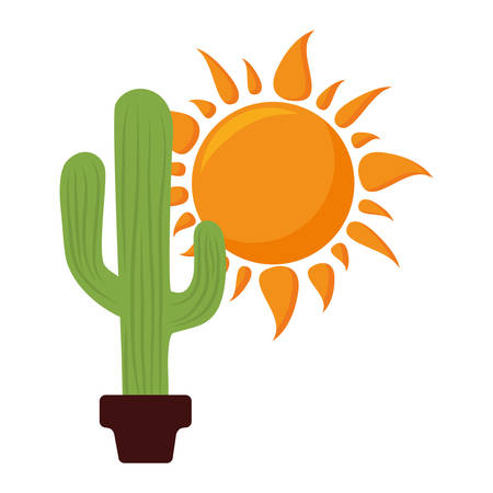 cactus in pot plant with sun vector illustration designのイラスト素材