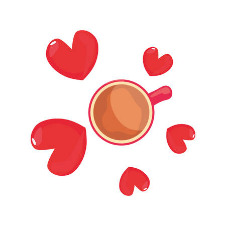 coffee cup heart love top view happy fathers day vector illustrationのイラスト素材