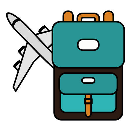 suitcase travel with airplane flying vector illustration designのイラスト素材