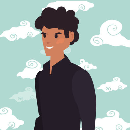 man character portrait sky background vector illustrationのイラスト素材