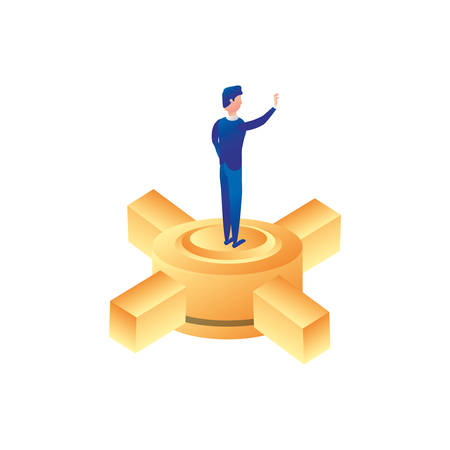 businessman worker with data center platform vector illustration designのイラスト素材