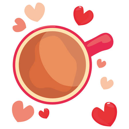 top view coffee cup love hearts happy fathers day vector illustrationのイラスト素材