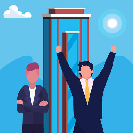 businessmen city building urban background vector illustrationのイラスト素材