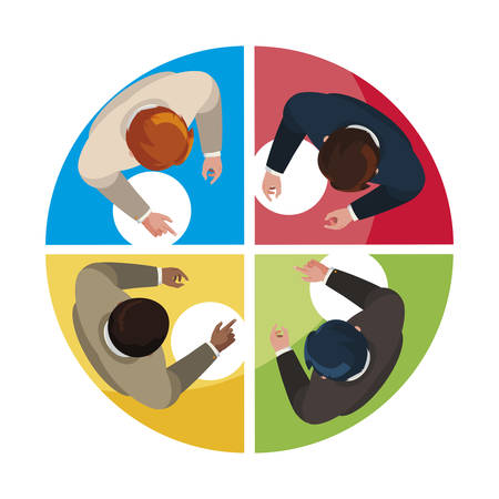 businessmen group teamwork with infographic view vector illustration designのイラスト素材