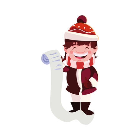 kid cartoon design, Merry christmas season decoration card invitation celebration and holiday theme Vector illustrationのイラスト素材