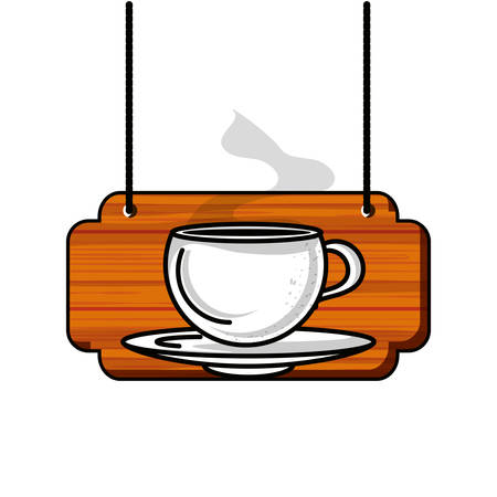 label wooden with coffee cup vector illustration designのイラスト素材