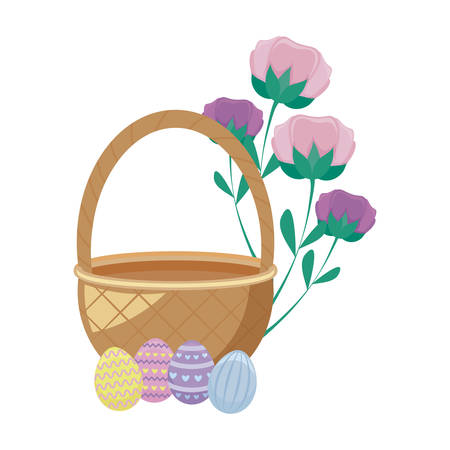 eggs of easter with basket wicker vector illustration designのイラスト素材