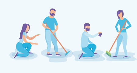 group people cleaning with tools vector illustration designのイラスト素材