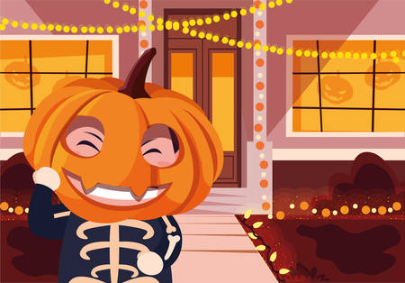 costumed child design, Halloween holiday horror scary celebration autumn dark and party theme Vector illustrationのイラスト素材