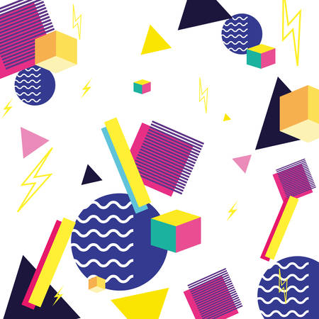 background memphis geometric trendy retro 80s style vector illustrationのイラスト素材