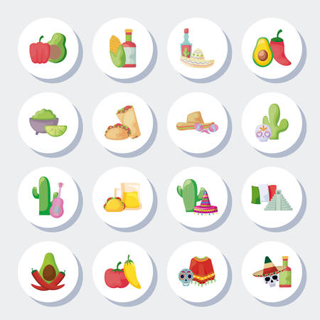 bundle mexican traditional set icons vector illustration designのイラスト素材
