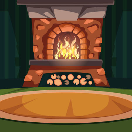 House chimney design, Architecture home winter decoration season and christmas theme Vector illustrationのイラスト素材