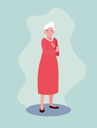 old woman with dress avatar character vector illustration designのイラスト素材
