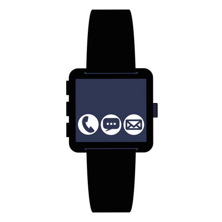 smartwatch technology with apps set vector illustration designのイラスト素材