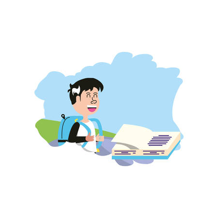 cute little student boy with book closed vector illustration designのイラスト素材