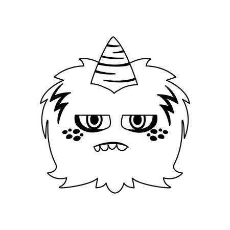 funny monster with horn comic character vector illustration designのイラスト素材