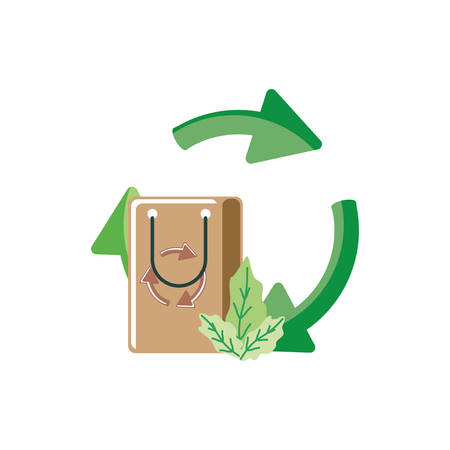 recycling arrows with paper bag eco friendly vector illustration designのイラスト素材