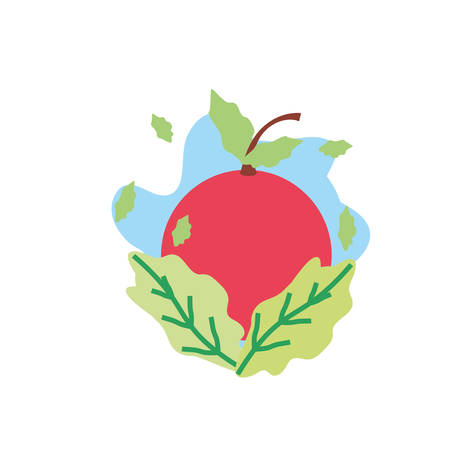 fresh cherry fruit with leafs isolated icon vector illustration designのイラスト素材