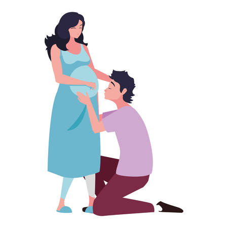 Pregnant woman and man design, Couple family love pregnancy maternity and expecting theme Vector illustrationのイラスト素材