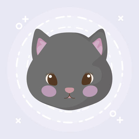 head of cute cat baby animal vector illustration designのイラスト素材