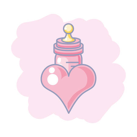 cute bottle milk baby with heart love vector illustration designのイラスト素材