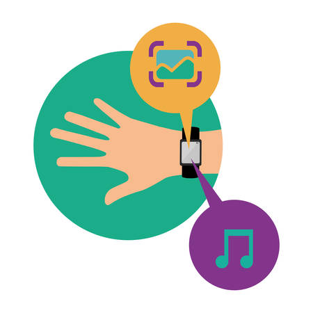 hand with smart watch technology vector illustration designのイラスト素材