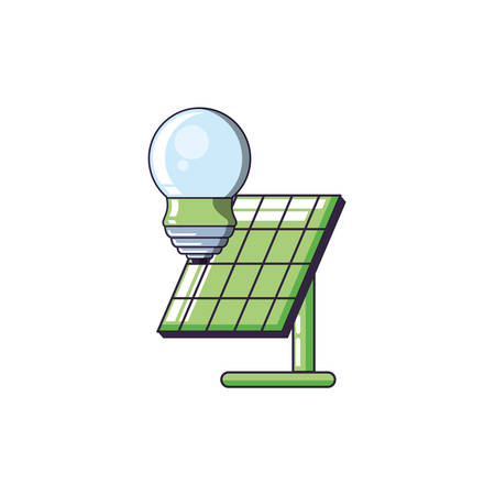 saving bulb electric with solar panel energy vector illustration designのイラスト素材