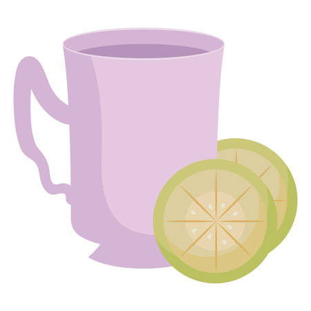 cup of lemon tea over white background, vector illustrationのイラスト素材