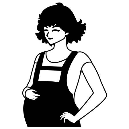 Pregnant woman design, Mother family love pregnancy maternity expecting and motherhood theme Vector illustrationのイラスト素材