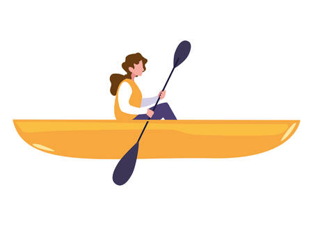 woman with boat and adventure rowing vector illustrationのイラスト素材