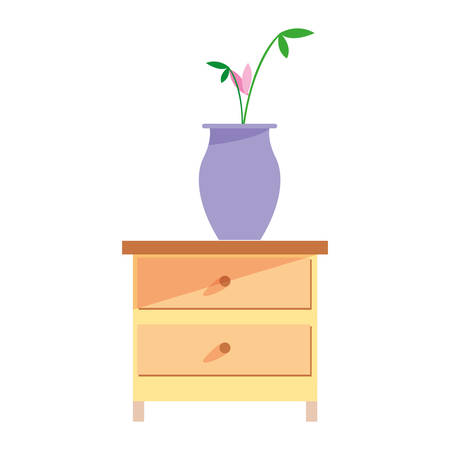 bedside table with flowers on white background vector illustrationのイラスト素材