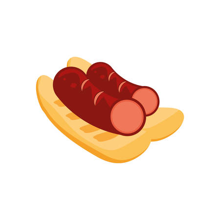 delicious bread with sausage food vector illustration designのイラスト素材