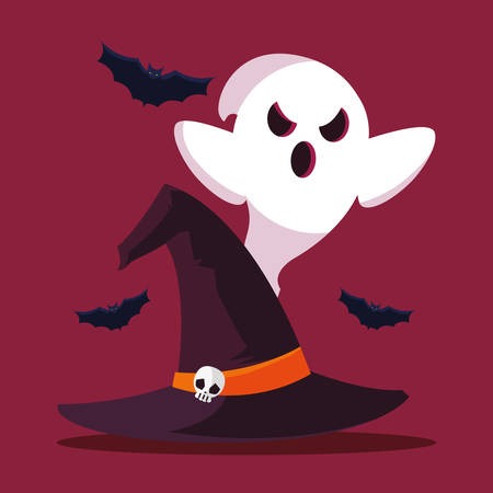Ghost cartoon design, Halloween holiday horror scary celebration autumn dark and party theme Vector illustrationのイラスト素材