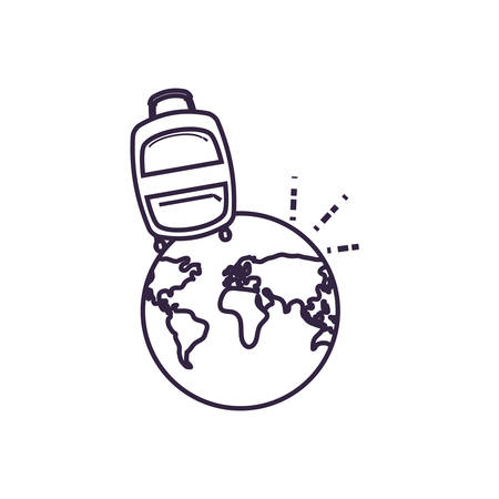 travel bag equipment with world planet vector illustration designのイラスト素材