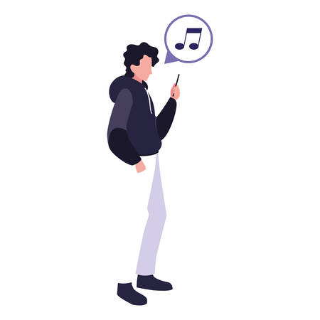 young man using smartphone social media vector illustrationのイラスト素材