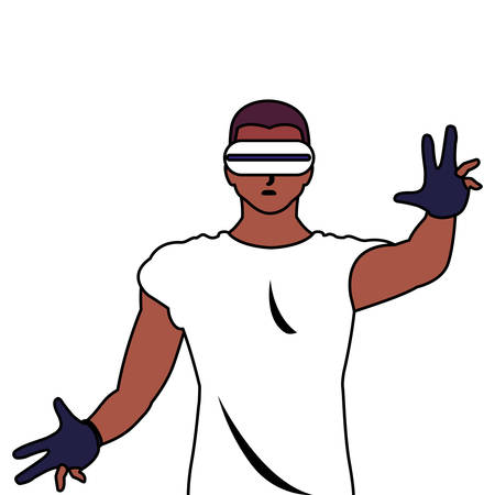 Man with smartglasses design, Augmented reality virtual technology device and modern theme Vector illustrationのイラスト素材