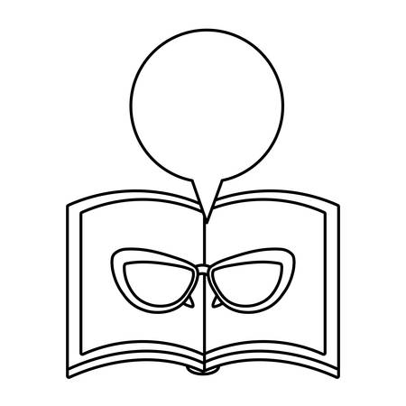 textbook open with eyeglasses and speech bubble vector illustration designのイラスト素材