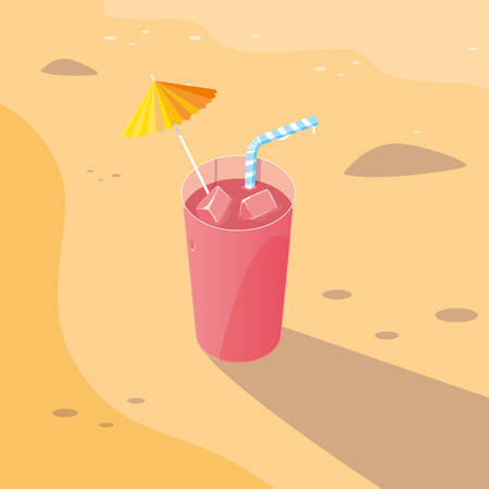 juice in the beach design, Drink glass beverage fresh food and healthy theme Vector illustrationのイラスト素材