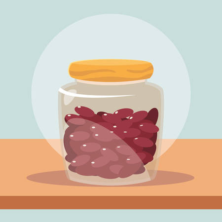bottle of glass with beans vector illustration designのイラスト素材